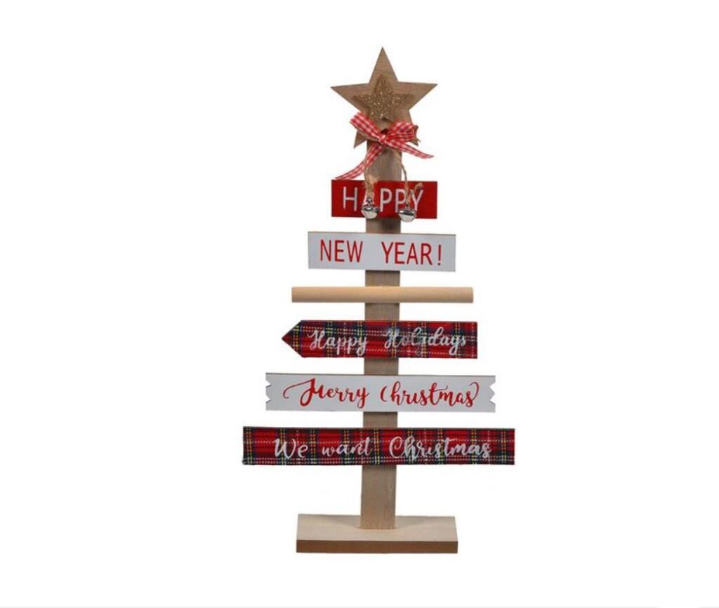 KIRMIZI AHŞAP NOEL AĞAÇ DEKOR 36CM