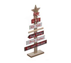 KIRMIZI AHŞAP NOEL AĞAÇ DEKOR 36CM
