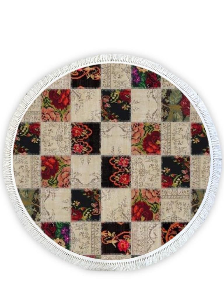 6001 ETNİK DESEN YUVARLAK KAYDIRMAZ HALI 140CM