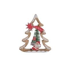 AHŞAP KARLI NOEL ÇAM DEKOR 15CM