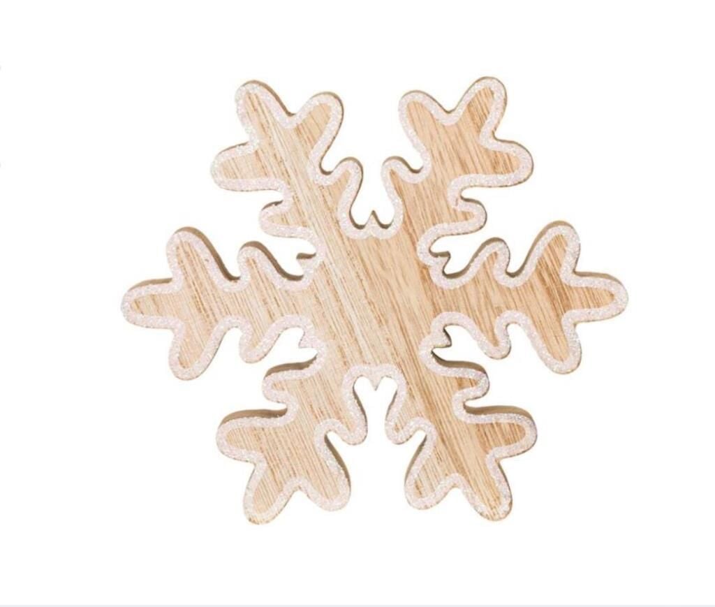 AHŞAP SİMLİ KAR TANESİ DEKOR 15CM
