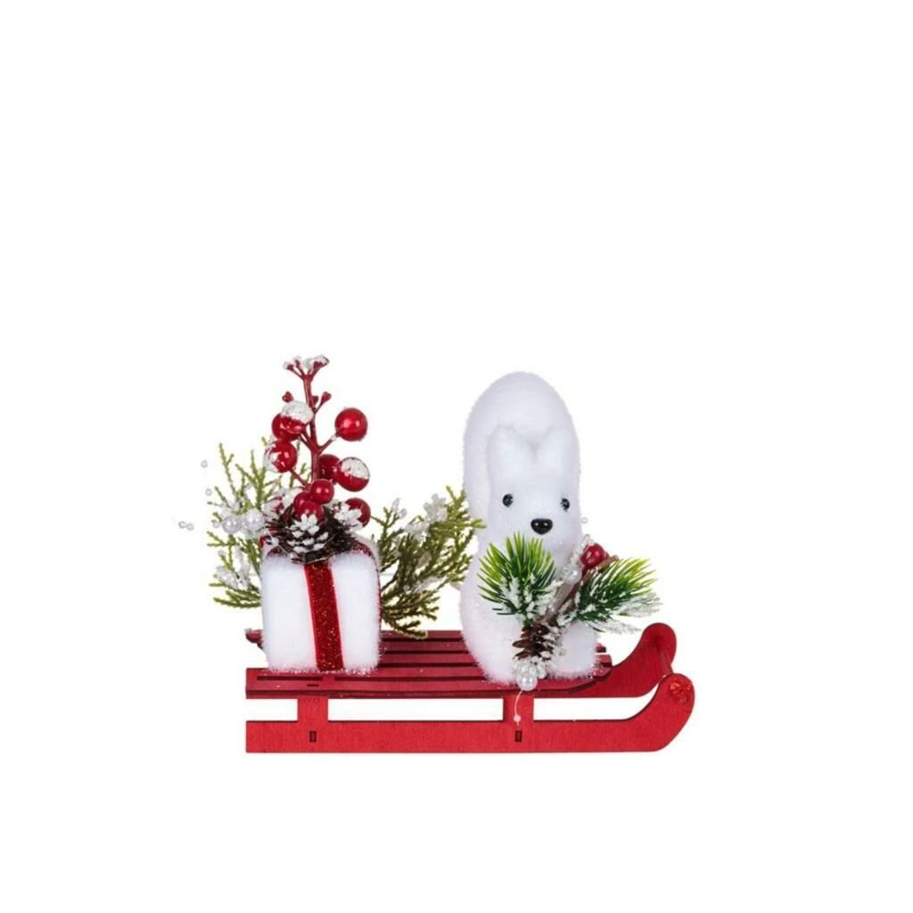 KIRMIZI KIZAKLI SİNCAP NOEL DEKOR 17X6X12CM