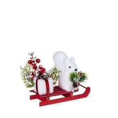KIRMIZI KIZAKLI SİNCAP NOEL DEKOR 17X6X12CM
