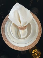 MAKROME BEJ TEKLİ YUVARLAK AMERİKAN SERVİS 35CM