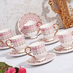 PEMBE AYAKLI 6'LI FİNCAN TAKIMI