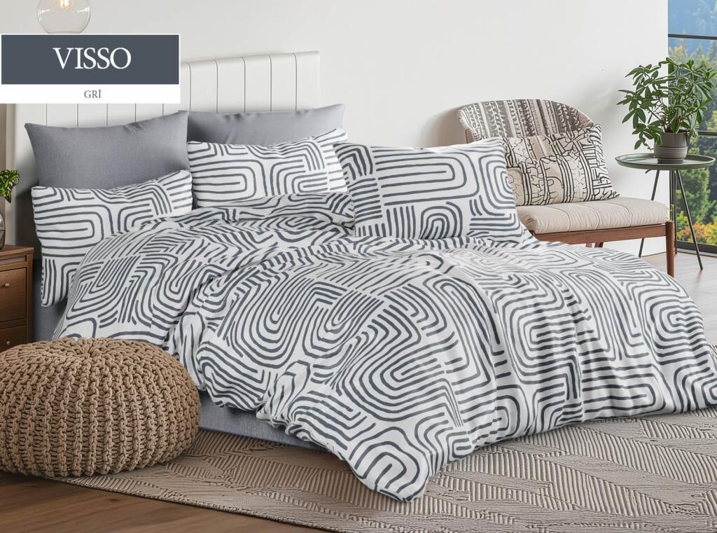 VISSO GRİ TEK KİŞİLİK NEVRESİM TAKIMI