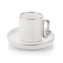 BEYAZ GÜMÜŞ TEK KİŞİLİK TÜRK KAHVESİ FİNCANI