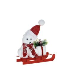 KIRMIZI KIZAKLI AYICIK NOEL DEKOR 17X9X20CM