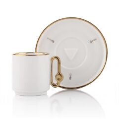 BEYAZ ALTIN TEK KİŞİLİK TÜRK KAHVESİ FİNCANI