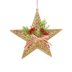 ALTIN FİYONKLU BERRYLİ NOEL DEKOR 25X25CM
