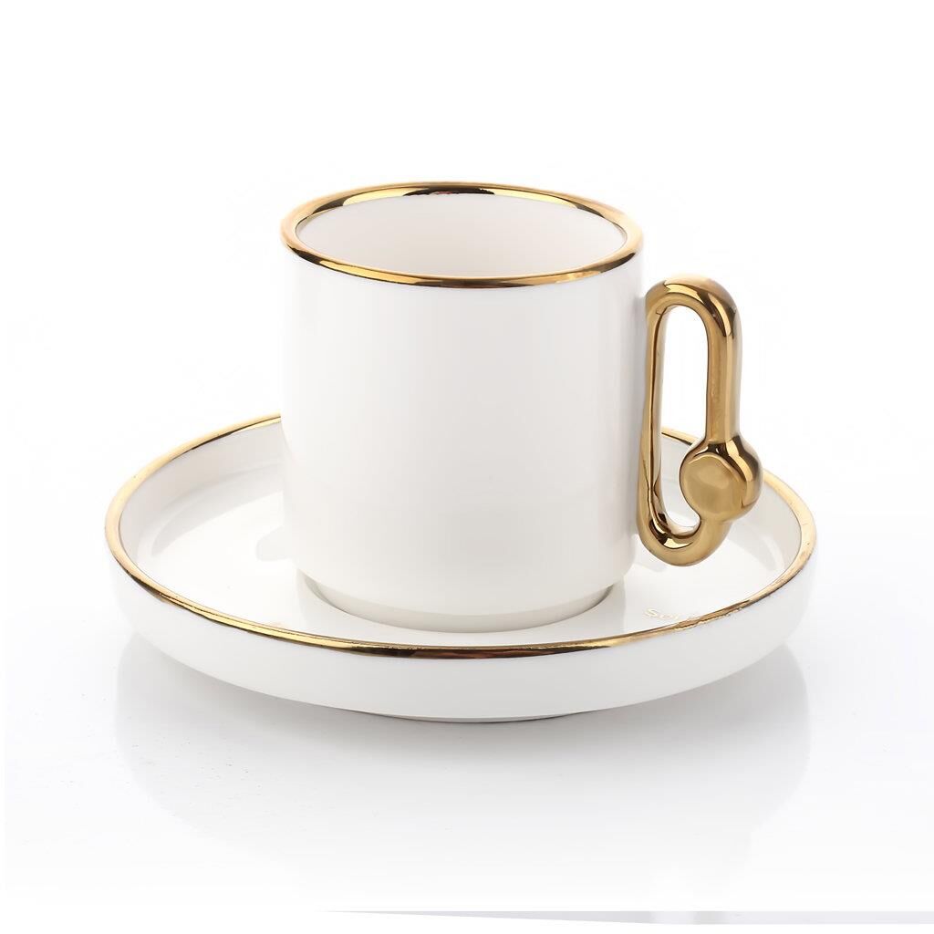 BEYAZ ALTIN 6 KİŞİLİK TÜRK KAHVESİ FİNCANI