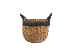 HASIR SİYAH YUVARLAK SEPET 20X26CM