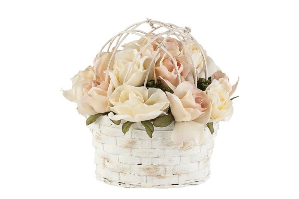 BAMBU SEPETLİ DEKORATİF ŞAMPANYA GÜL 23CM