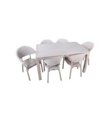 CAPİSSİ KAPUÇİNO CAMSIZ RATTAN MASA SETİ 90X150CM