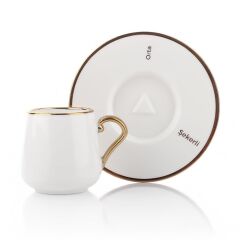 BEYAZ ALTIN 6 KİŞİLİK TÜRK KAHVESİ FİNCANI