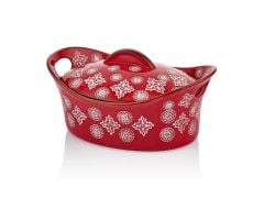 KIRMIZI KAPAKLI OVAL TENCERE 25CM