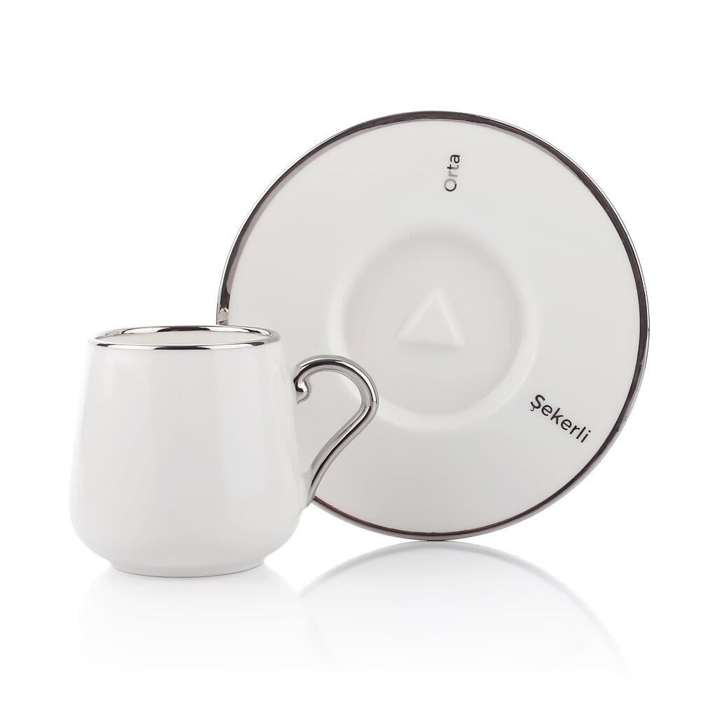 BEYAZ GÜMÜŞ 6 KİŞİLİK TÜRK KAHVESİ FİNCANI