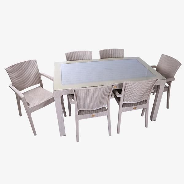 CAPİSSİ KAPUÇİNO RATTAN CAMLI MASA SETİ 90X150CM