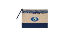 KREM LACİVERT EL ÇANTASI 32X22CM
