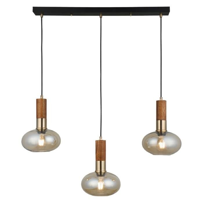 HENA 3'LÜ ANTİK LAK SIRALI AVİZE 3X27