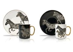 SİYAH BEYAZ ZEBRA DESEN 2'Lİ TÜRK KAHVESİ FİNCAN TAKIMI