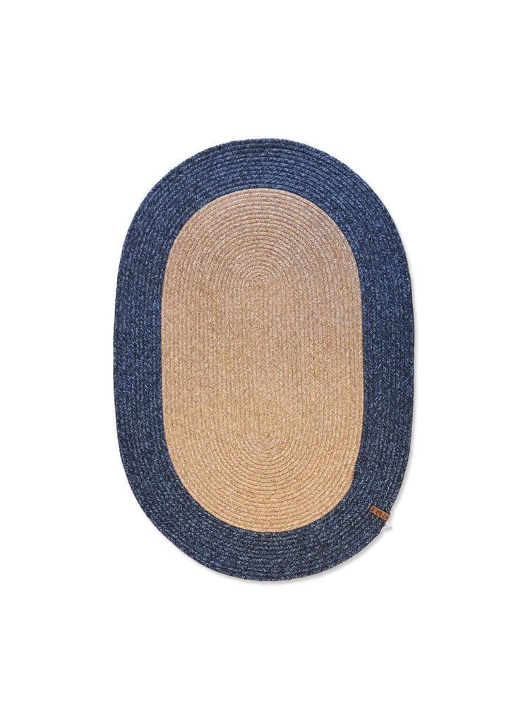 LACİVERT BAMBU JÜT OVAL HALI/PASPAS 90X60CM