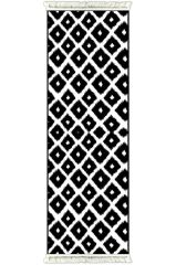 6016 İKAT DESEN SİYAH-BEYAZ KAYDIRMAZ HALI 80x300cm