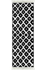 6016 İKAT DESEN SİYAH-BEYAZ KAYDIRMAZ HALI 80x300cm