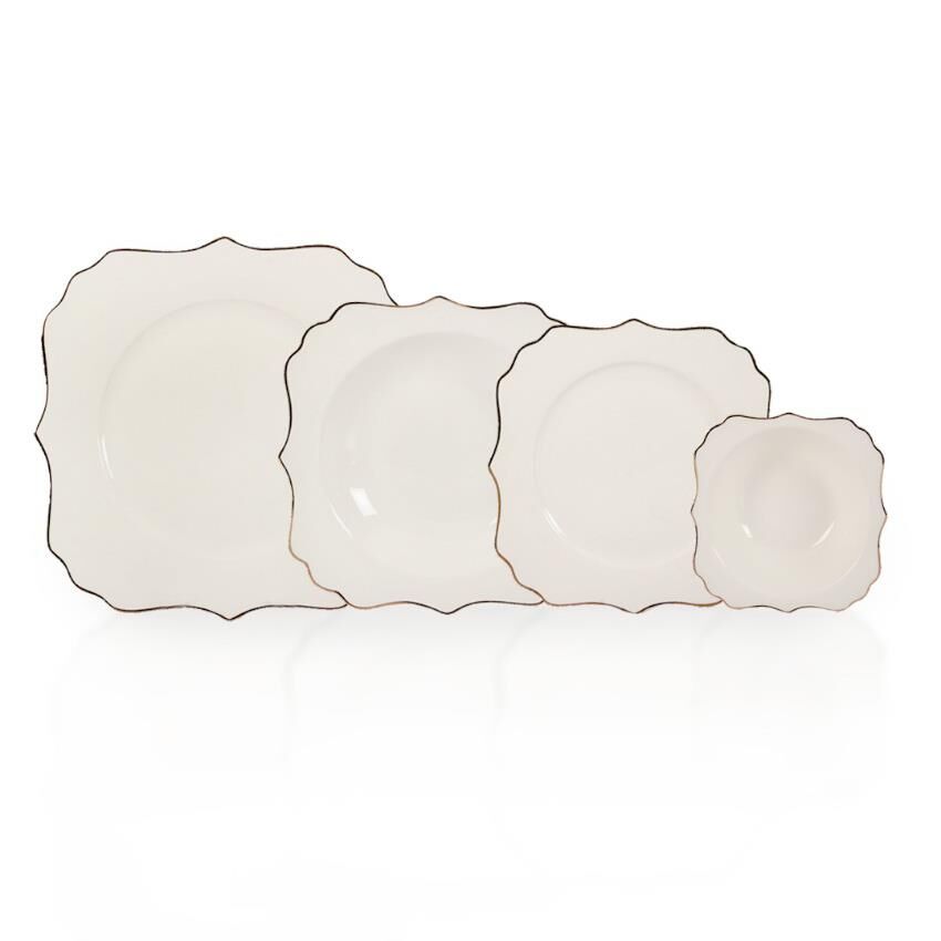 OMEGA KREM ALTIN 6 KİŞİLİK 24 PARÇA YEMEK TAKIMI