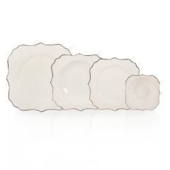 OMEGA KREM ALTIN 6 KİŞİLİK 24 PARÇA YEMEK TAKIMI