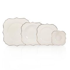 OMEGA KREM ALTIN 6 KİŞİLİK 24 PARÇA YEMEK TAKIMI