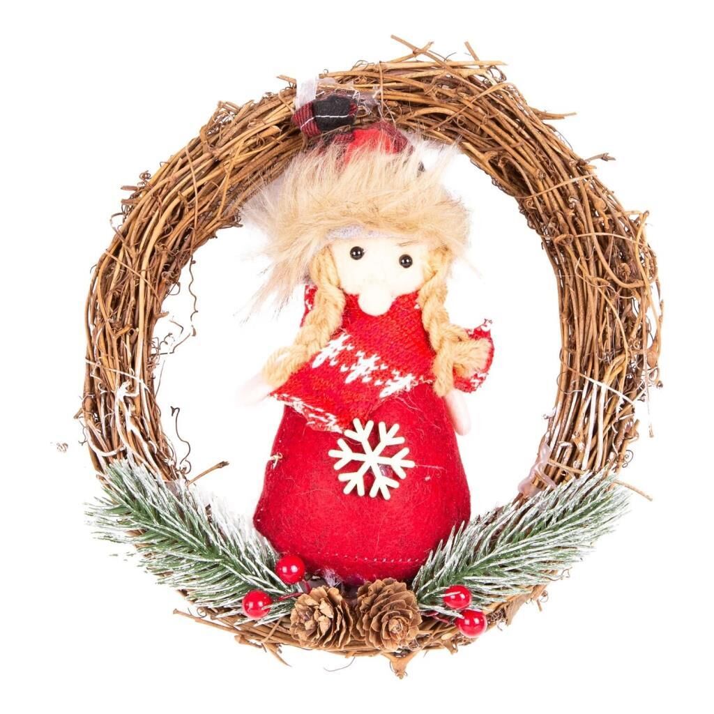 KARDAN KADIN ÇELENK NOEL KAPI SÜSÜ 20X20CM