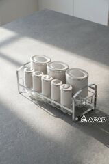ARLO BEJ GÜMÜŞ 8 PARÇA STANDLI CAM BAHARAT SETİ