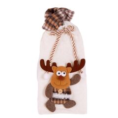 GEYİKLİ NOEL ŞİŞE SÜSÜ/HEDİYE ÇUVALI 14X31CM