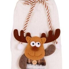 GEYİKLİ NOEL ŞİŞE SÜSÜ/HEDİYE ÇUVALI 14X31CM