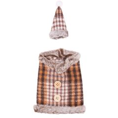 KAHVERENGİ EKOSE ŞİŞE SÜSÜ/ŞİŞE GİYSİSİ 13X19CM