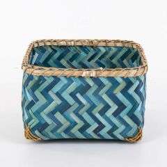 MAVİ KARE BAMBU SEPET 25cm