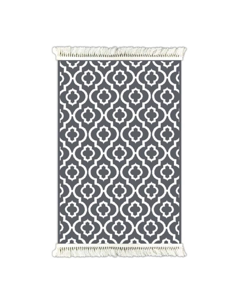 6013İKAT DESEN ANTRASİT KAYDIRMAZ HALI 80x150cm