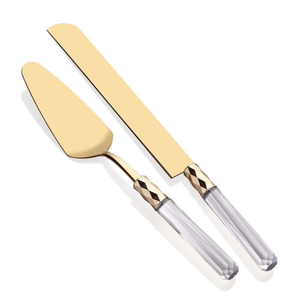 DİAMOND GOLD ŞEFFAF 2 PARÇA PASTA SETİ