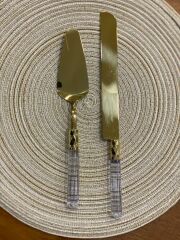 DİAMOND GOLD ŞEFFAF 2 PARÇA PASTA SETİ