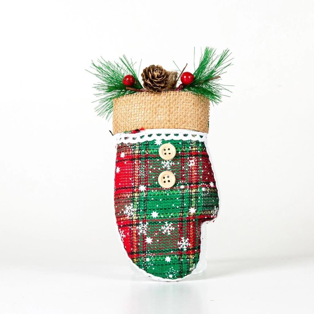 EKOSE DESEN BERRY'Lİ ELDİVEN NOEL DEKOR 12X18CM