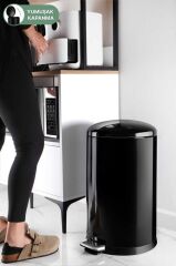 BOMBE KAPAKLI ÇÖP KOVASI 30 LİTRE SİYAH