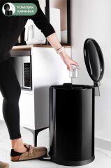 BOMBE KAPAKLI ÇÖP KOVASI 30 LİTRE SİYAH