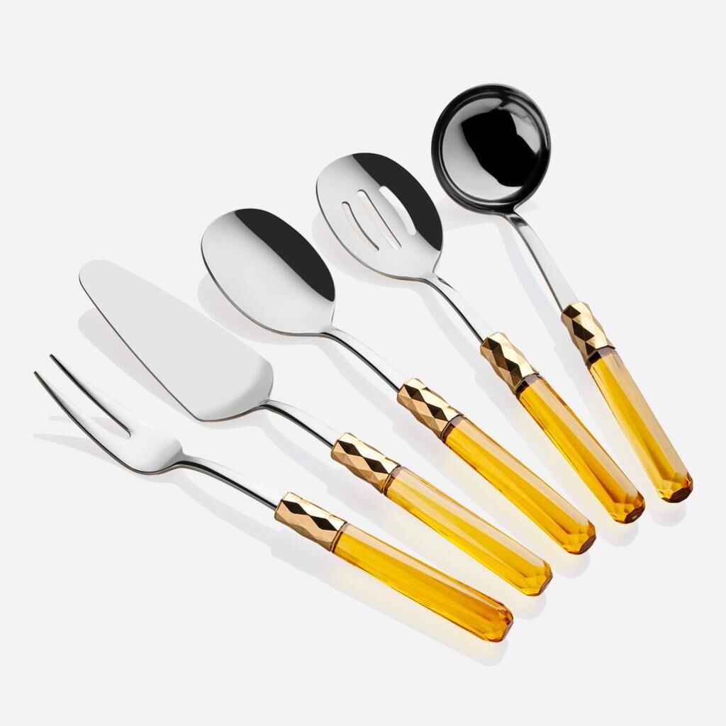 DİAMOND SADE AMBER 5 PARÇA AKRİLİK SERVİS SETİ