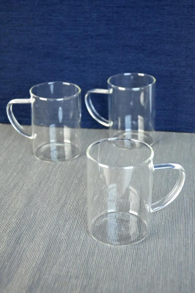 BOROSİLİKAT CAM 3'LÜ KUPA 200ML