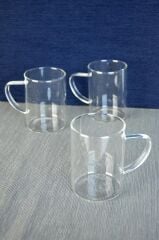 BOROSİLİKAT CAM 3'LÜ KUPA 200ML