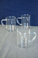 BOROSİLİKAT CAM 3'LÜ KUPA 200ML