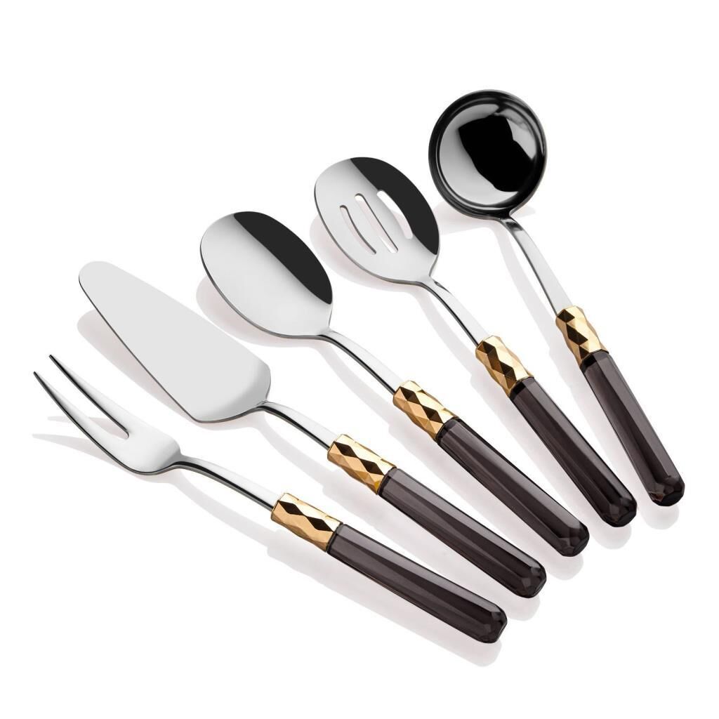 DİAMOND SADE FÜME 5 PARÇA AKRİLİK SERVİS SETİ