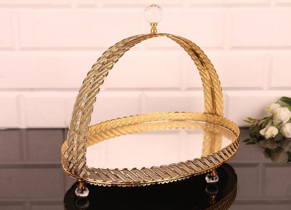 OVAL KULPLU ALTIN TEPSİ