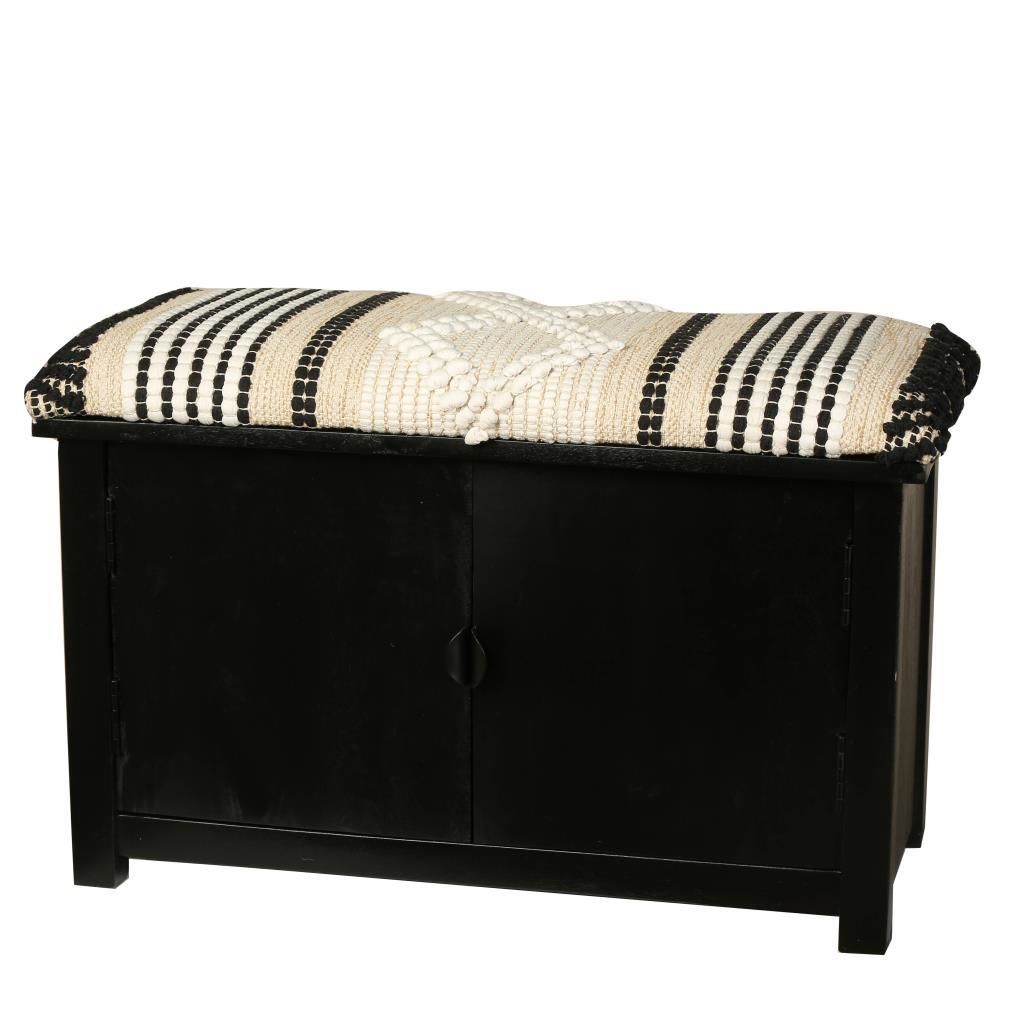 SİYAH OTANTİK DOLAP/PUF 76X35X48CM